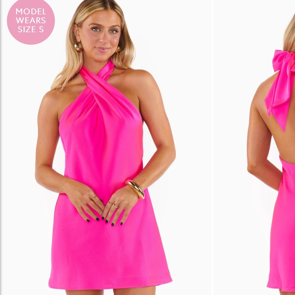 Show Me Your MuMu Pink Jasmin tie mini dress